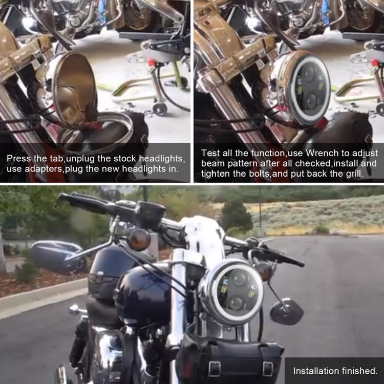 EagleVision DC9-30V 35W 6000K 4000LM 5.75 inch Round Motorcycle LED Headlight with Angel Eye for Harley-Davidson, 5.75 inch with Angel Eye