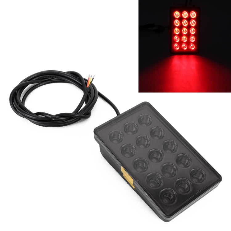 DC12V 1W Car Square Highlight Brake Lights Reversing Light with 15LEDs SMD-3528, Square (Transparent), Square (Black), Square (Red)