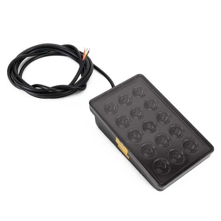 DC12V 1W Car Square Highlight Brake Lights Reversing Light with 15LEDs SMD-3528, Square (Black), Square (Red), Square (Transparent)
