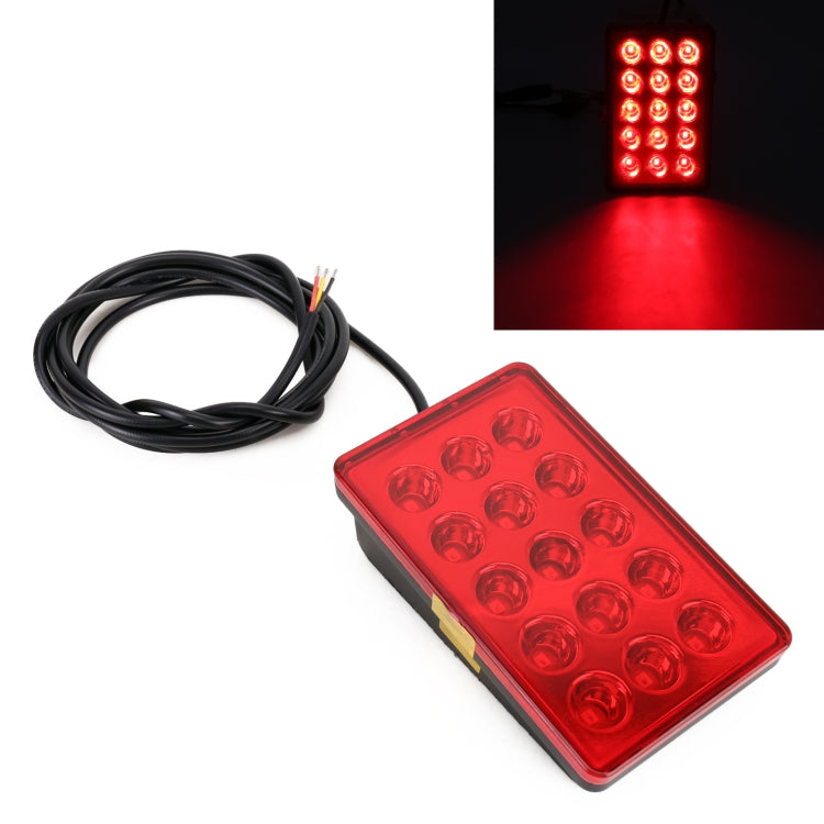 DC12V 1W Car Square Highlight Brake Lights Reversing Light with 15LEDs SMD-3528, Square (Transparent), Square (Black), Square (Red)