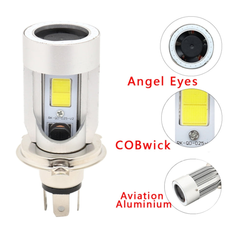 H4 DC12-80V / 20W / 6000K / 2000LM Motorcycle Headlight with Angel Eyes, H4 (Blue), H4 (Red)