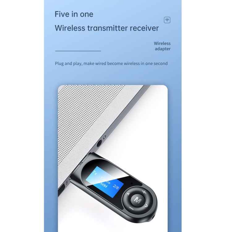 T-13 Bluetooth 5.0 LCD Digital Display Bluetooth Adapter Receiver Transmitter