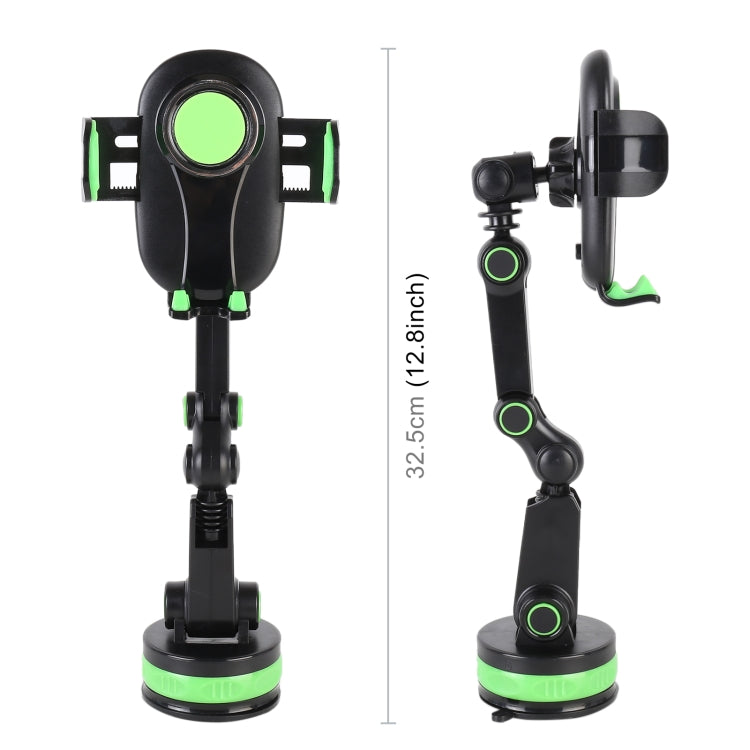 ZP-X0466 Car 360 Degree Rotating Telescopic Folding Round Suction Cup Mobile Phone Holder, ZP-X0466 (Green), ZP-X0466 (Grey)