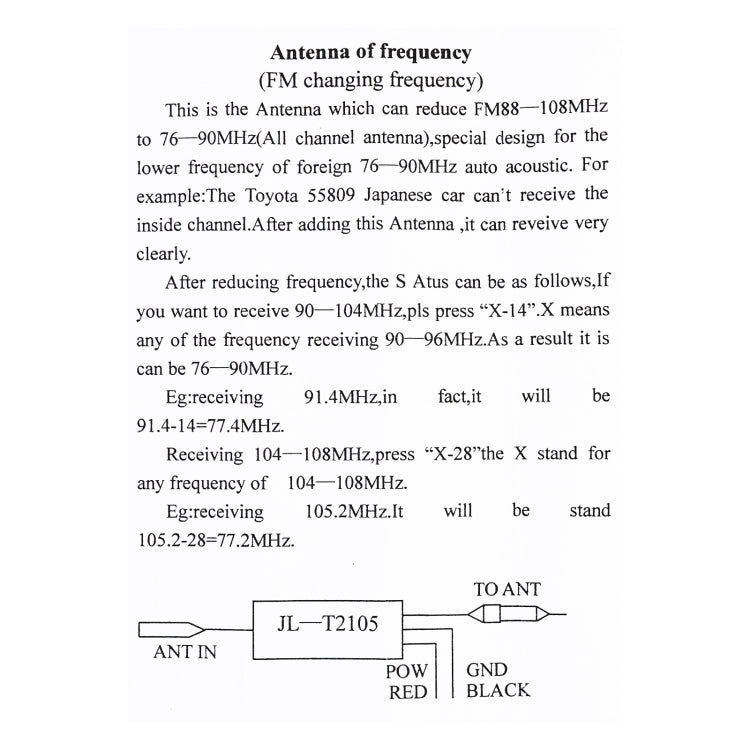 JL-T2105 Car Frequency Antenna Radio FM Band Expander for Japanese Cars, FM Band Expander