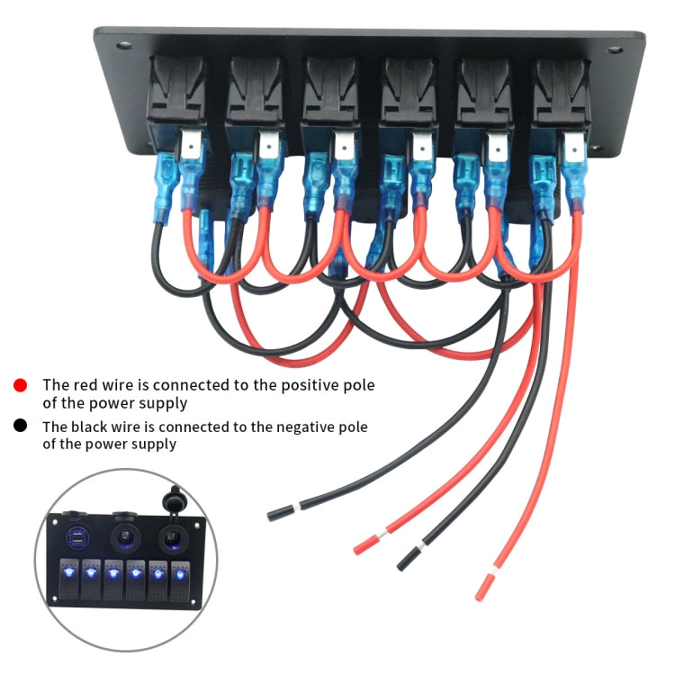 Multi-functional Combination Switch Panel 12V / 24V 6 Way Switches + Dual USB Charger for Car RV Marine Boat, 6 Way (Red Light), 6 Way (Blue Light), 6 Way (Green Light)
