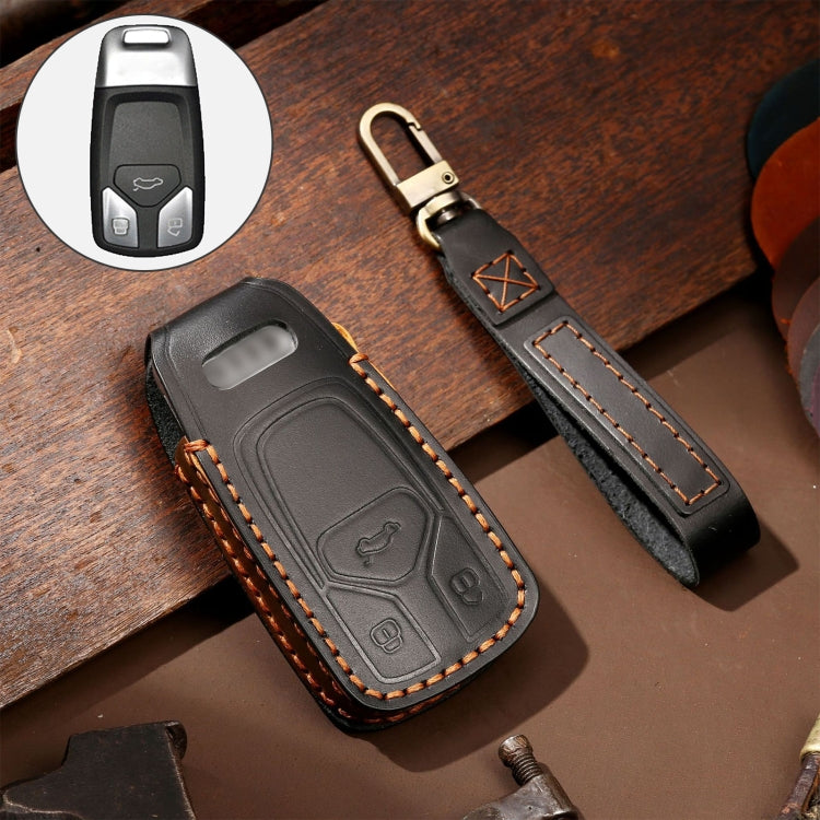 Hallmo Car Cowhide Leather Key Protective Cover Key Case for Audi A6L / A8L / A4 / A7 / A5 A Style