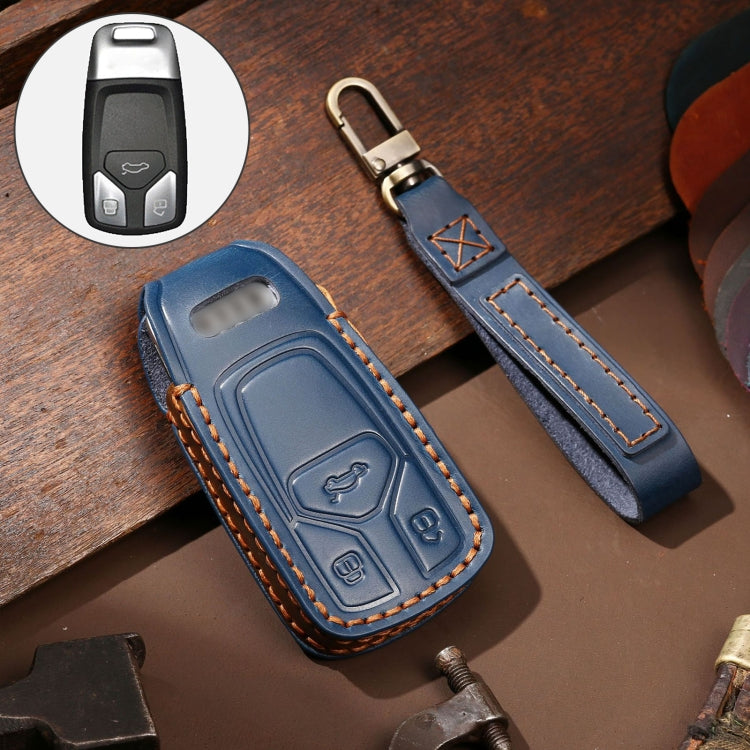 Hallmo Car Cowhide Leather Key Protective Cover Key Case for Audi A6L / A8L / A4 / A7 / A5 A Style