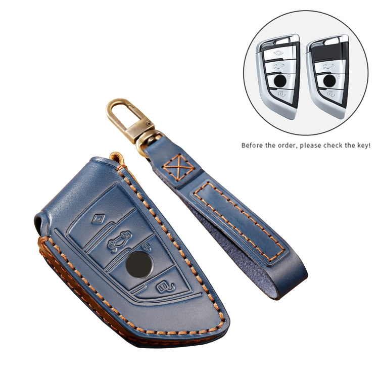 Hallmo Car Cowhide Leather Key Protective Cover Key Case for BMW Blade Style