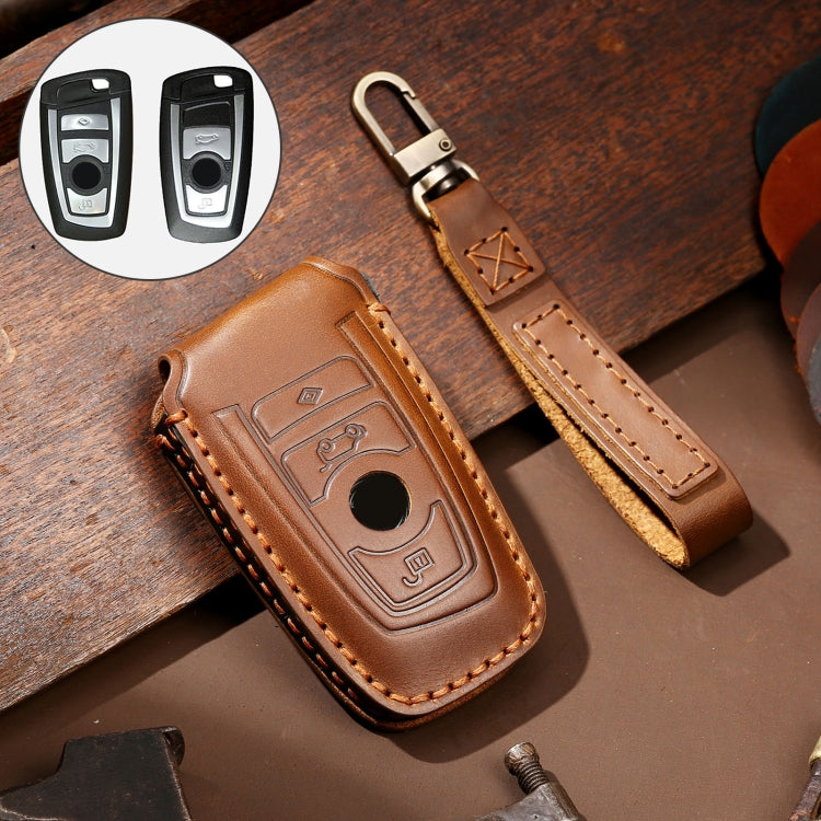 Hallmo Car Cowhide Leather Key Protective Cover Key Case for Old BMW