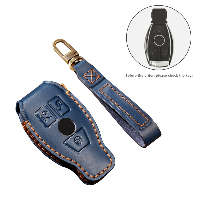 Hallmo Car Cowhide Leather Key Protective Cover Key Case for Old Mercedes-Benz E300L