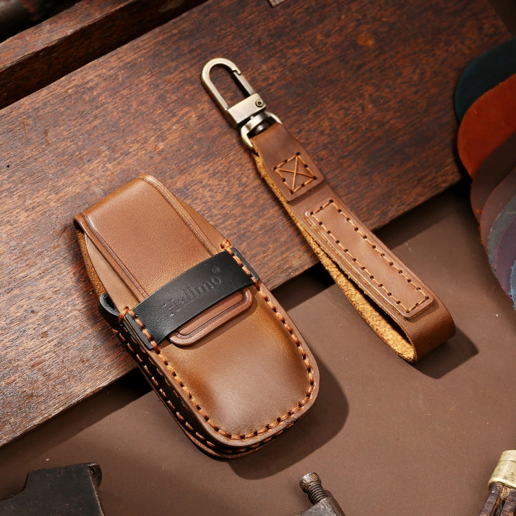 Hallmo Car Cowhide Leather Key Protective Cover Key Case for New Mercedes-Benz E300L, For New Mercedes-Benz E300L