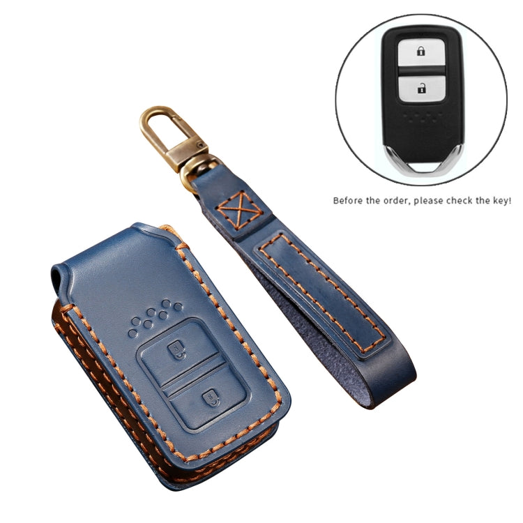 Hallmo Car Cowhide Leather Key Protective Cover Key Case for Honda Civic / Accord 2-button