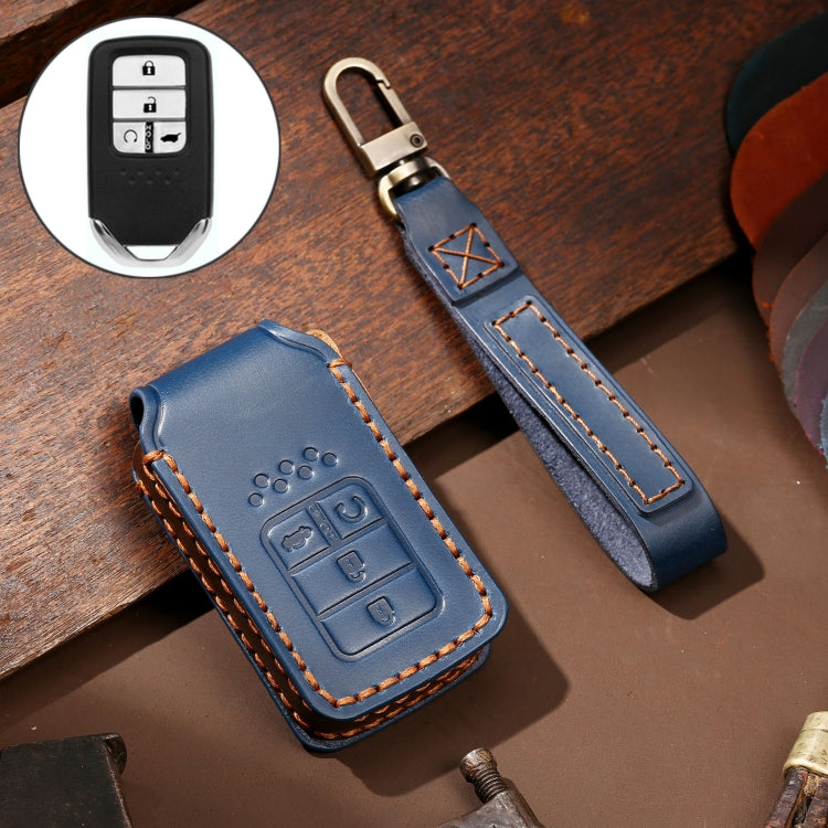 Hallmo Car Cowhide Leather Key Protective Cover Key Case for Honda Civic / Accord 4-button