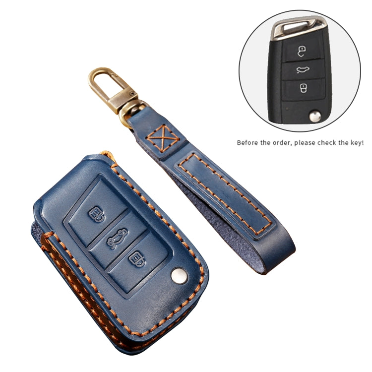 Hallmo Car Cowhide Leather Key Protective Cover Key Case for Volkswagen Lavida B Style, For Volkswagen Lavida B Style, For Volkswagen Lavida BStyle
