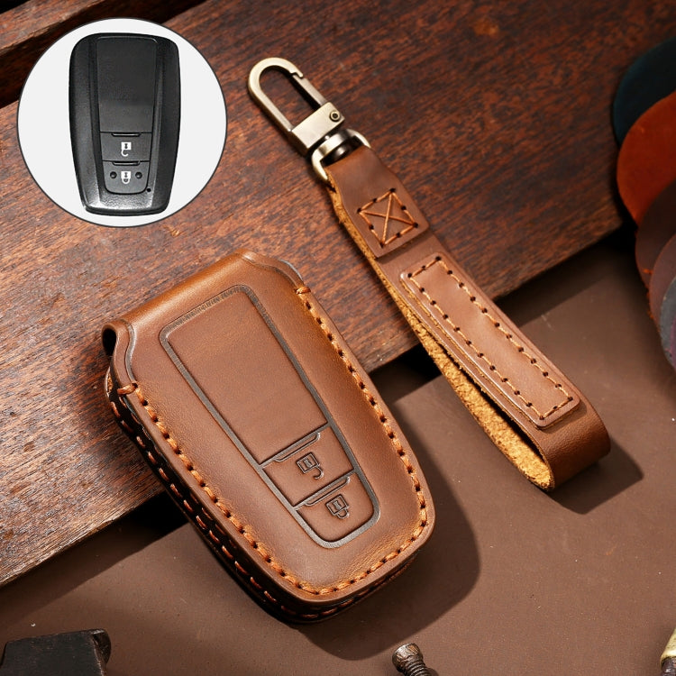 Hallmo Car Cowhide Leather Key Protective Cover Key Case for Toyota Corolla 2018 2-button, For Toyota Corolla 2018 2-button