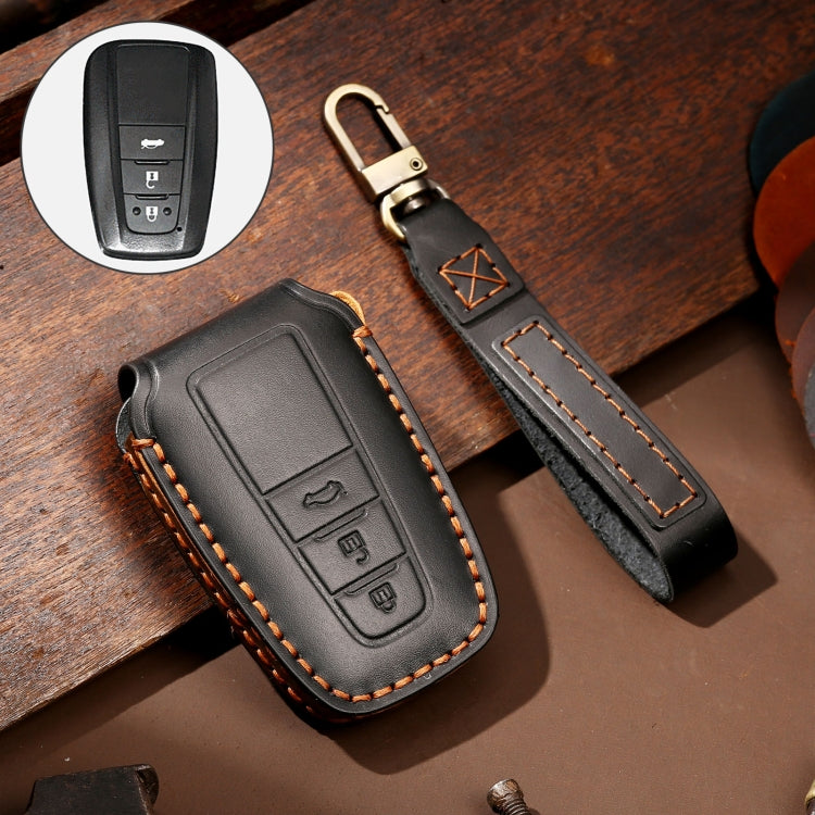 Hallmo Car Cowhide Leather Key Protective Cover Key Case for Toyota Corolla 2018 3-button