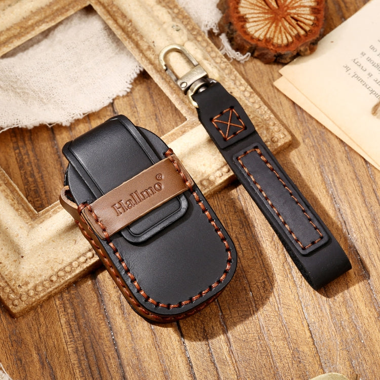 Hallmo Car Cowhide Leather Key Protective Cover Key Case for LEADING IDEAL One