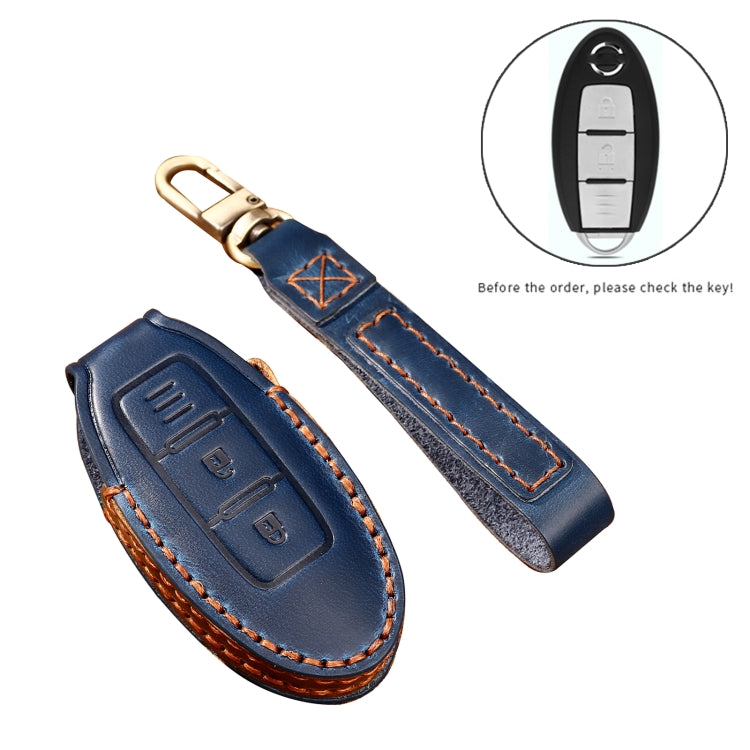 Hallmo Car Cowhide Leather Key Protective Cover Key Case for Nissan Sylphy 2-button