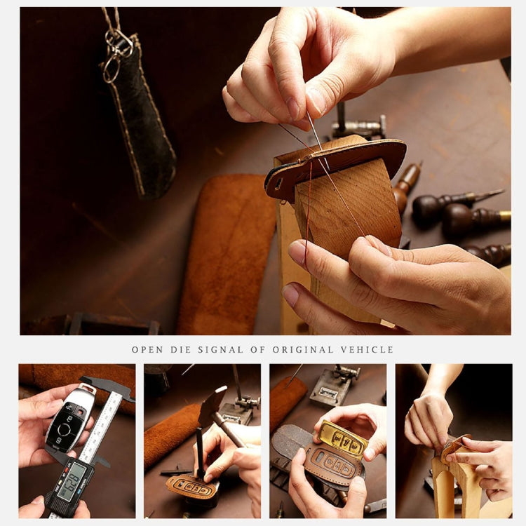 Hallmo Car Cowhide Leather Key Protective Cover Key Case for Nissan Sylphy 3-button Tail Box, For Nissan Sylphy 3-button Tail Box