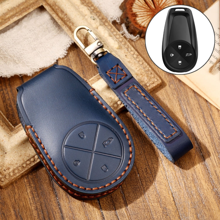 Hallmo Car Cowhide Leather Key Protective Cover Key Case for NIO ES6 / ES8