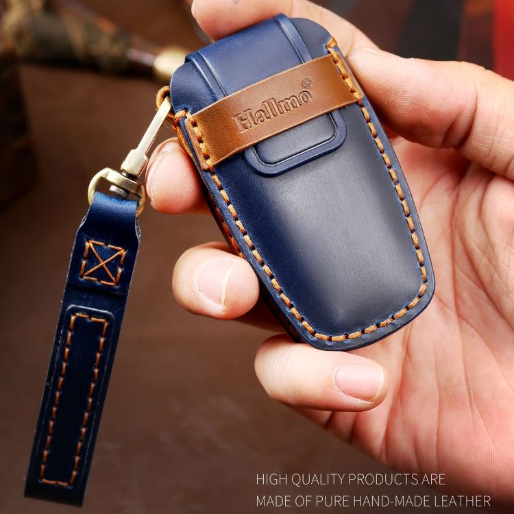 Hallmo Car Cowhide Leather Key Protective Cover Key Case for Ford Focus A Style, For Ford Focus A Style