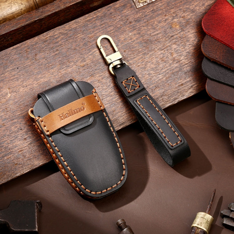 Hallmo Car Cowhide Leather Key Protective Cover Key Case for Ford Focus B Style