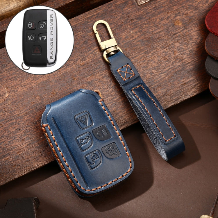 Hallmo Car Cowhide Leather Key Protective Cover Key Case for Land Rover Discovery 5 A Style, For Land Rover Discovery 5 A Style