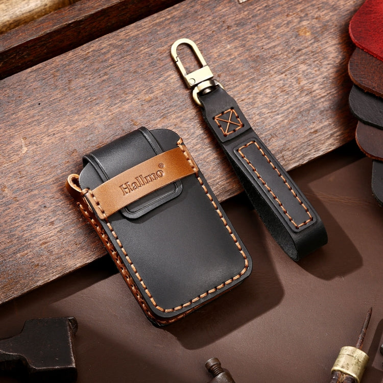 Hallmo Car Cowhide Leather Key Protective Cover Key Case for Volvo 5-button