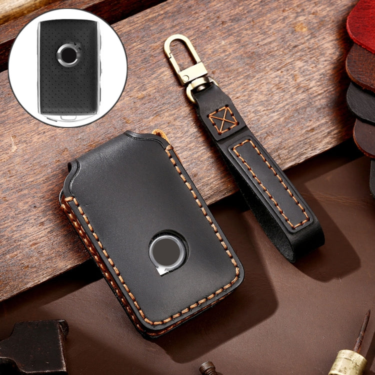 Hallmo Car Cowhide Leather Key Protective Cover Key Case for New Volvo
