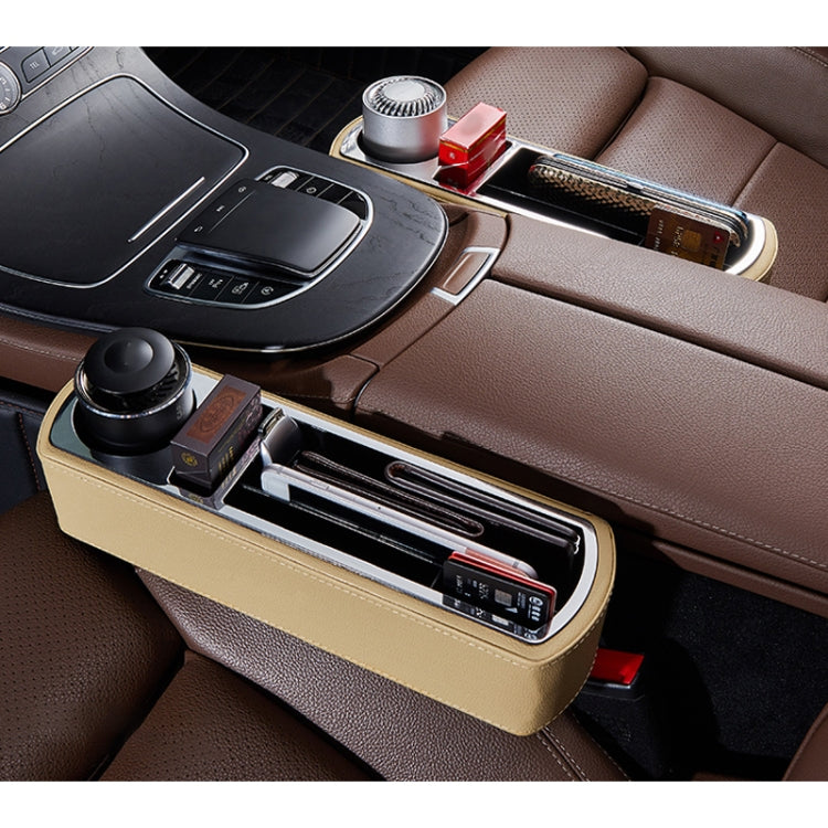 Car Multi-functional Wireless Fast Charge Console PU Leather Box Cup Holder Seat Gap Side Storage Box, Wireless Fast Charge (Beige), Wireless Fast Charge (Brown), Wireless Fast Charge (Black)