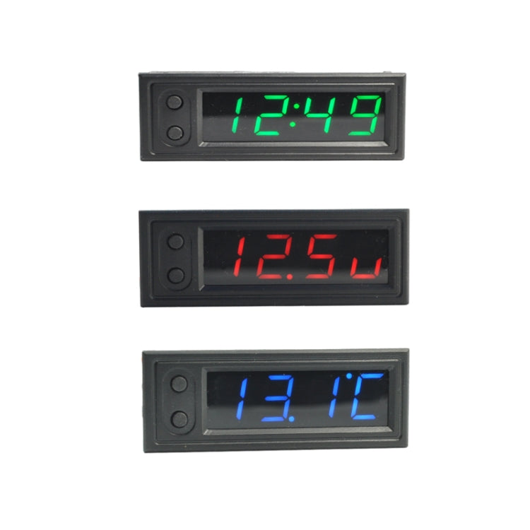 3 in 1 Car High-precision Electronic LED Luminous Clock + Thermometer + Voltmeter, 3 in 1 Red, 3 in 1 Green, 3 in 1 Blue
