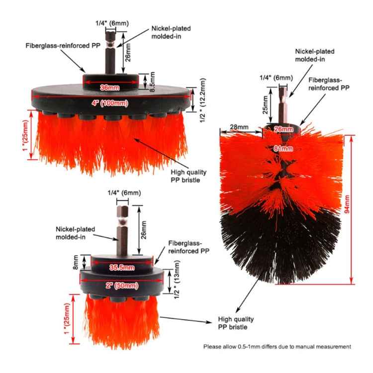 12 in 1 Floor Wall Window Glass Cleaning Descaling Electric Drill Brush Head Set, Random Color Delivery