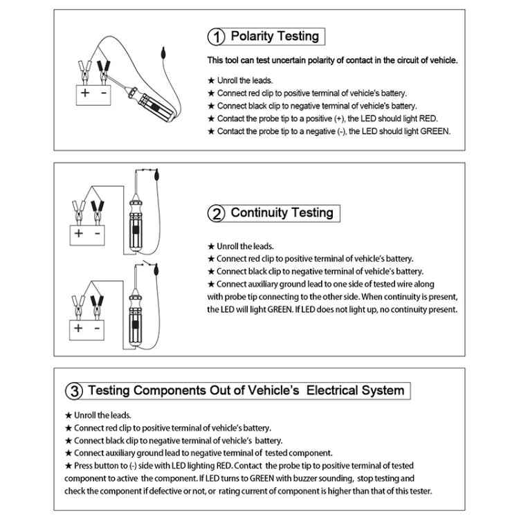 DUOYI DY18 Car Circuit Tester Probe Diagnostic Tool 12V 24V Current Voltmeter