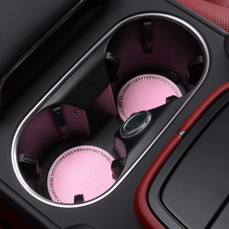 2 PCS Car Diamond Anti-skid Soft Rubber Water Cup Mat