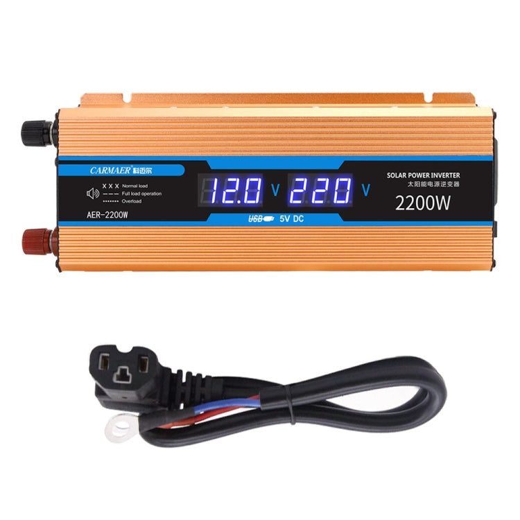 Inversor de corriente Carmaer de 48 V a 220 V, 2200 W, multifunción, con doble pantalla digital, para el hogar, 48 V a 220 V, 2200 W