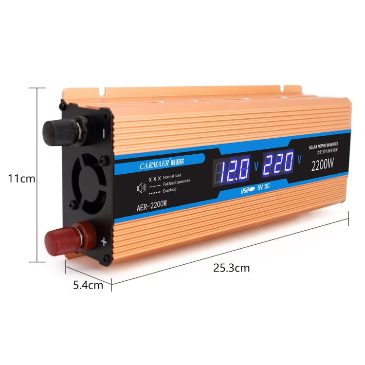 Inversor de corriente Carmaer de 48 V a 220 V, 2200 W, multifunción, con doble pantalla digital, para el hogar, 48 V a 220 V, 2200 W