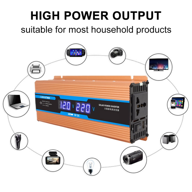 Inversor de corriente Carmaer de 48 V a 220 V, 2200 W, multifunción, con doble pantalla digital, para el hogar, 48 V a 220 V, 2200 W