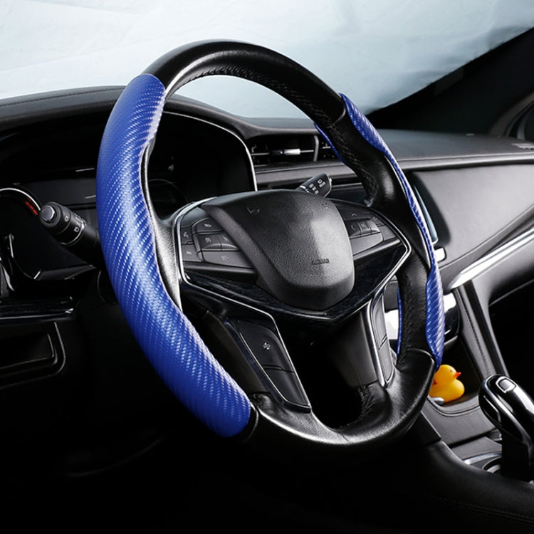 Car Universal Carbon Fiber Texture Leather Steering Wheel Cover