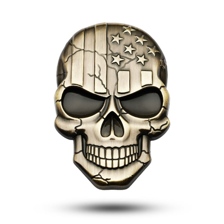Three-dimensional Devil Skull Metal Plating Car Sticker, Red, Silver, Black, Plating Bronze