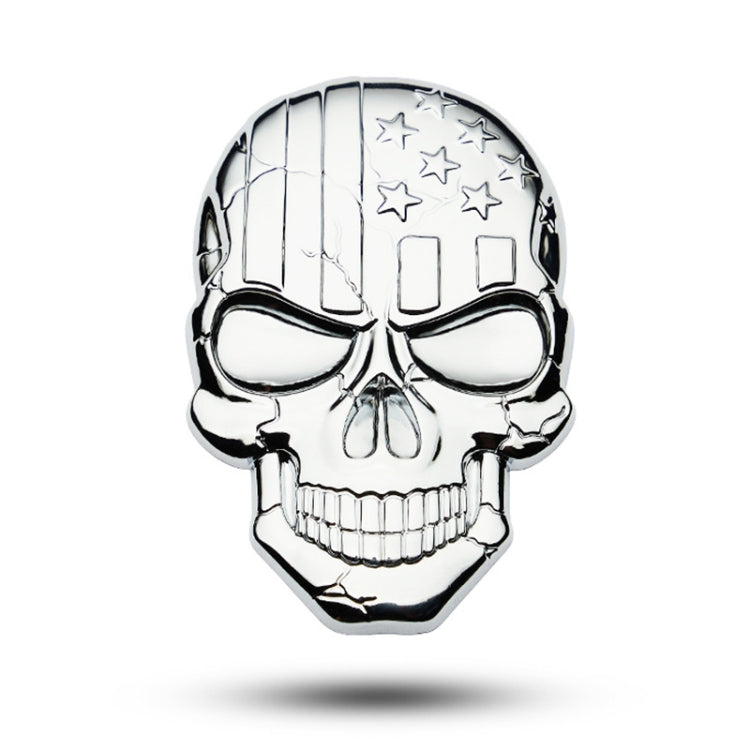 Three-dimensional Devil Skull Metal Plating Car Sticker, Red, Silver, Black, Plating Bronze