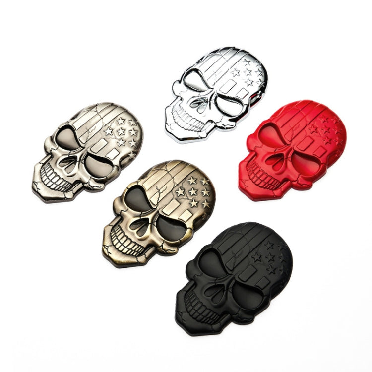 Three-dimensional Devil Skull Metal Plating Car Sticker, Red, Silver, Black, Plating Bronze