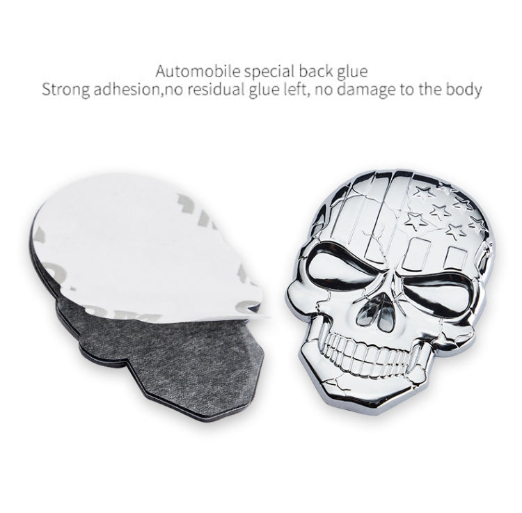 Three-dimensional Devil Skull Metal Plating Car Sticker, Silver, Black, Plating Bronze, Red