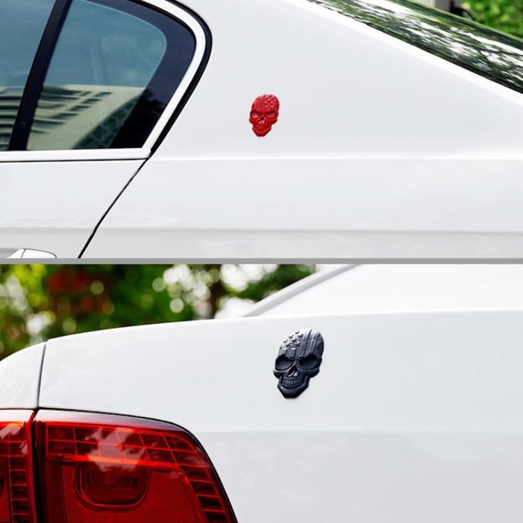 Three-dimensional Devil Skull Metal Plating Car Sticker, Silver, Black, Plating Bronze, Red
