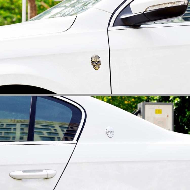 Three-dimensional Devil Skull Metal Plating Car Sticker, Red, Silver, Black, Plating Bronze