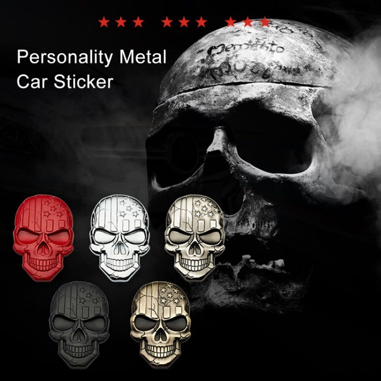 Three-dimensional Devil Skull Metal Plating Car Sticker, Red, Silver, Black, Plating Bronze