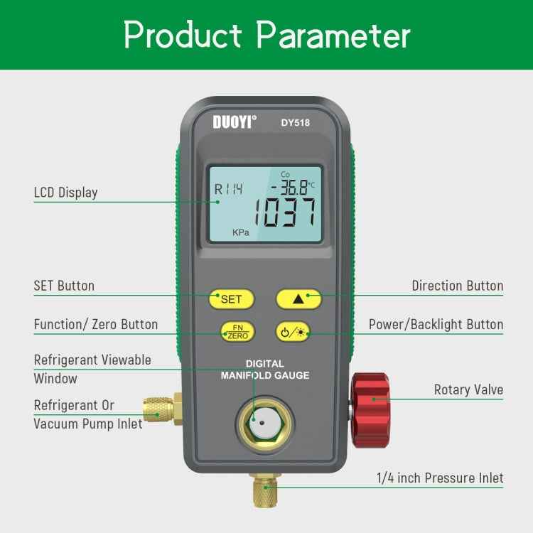 DUOYI DY518 Car Air Conditioning Repair Electronic Refrigerant Meter Air Conditioning Fluoride Meter