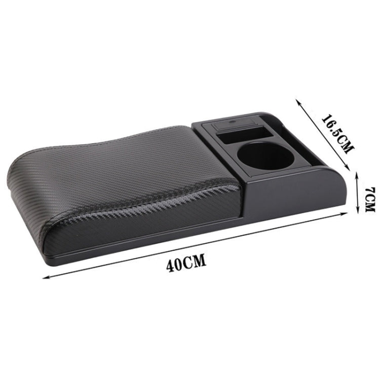 Car Multi-functional Dual USB Armrest Box Booster Pad, Carbon Fiber Leather Curved Type, Carbon Fiber Curved Type (Black), Carbon Fiber Curved Type (Black Red)), Carbon Fiber Curved Type (Black White)