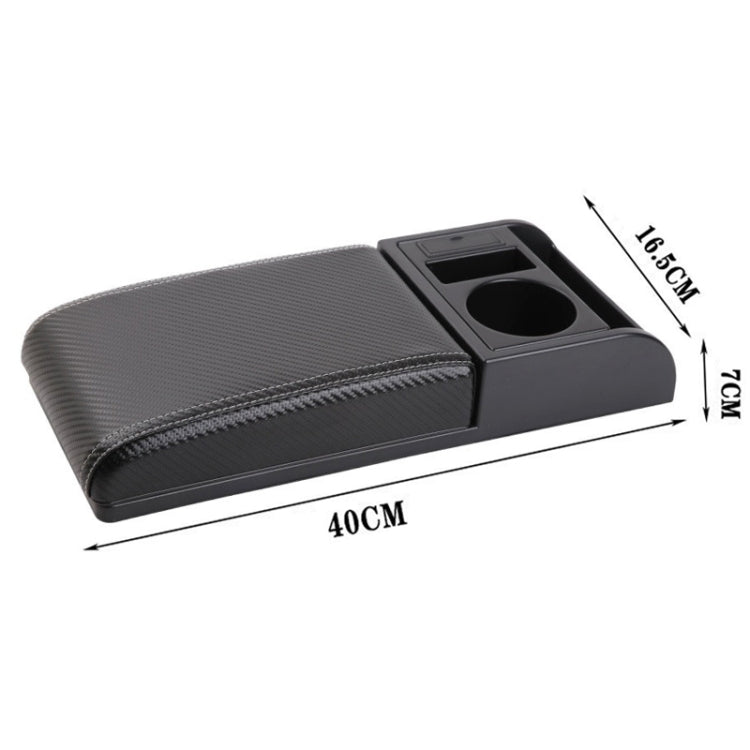 Car Multi-functional Dual USB Armrest Box Booster Pad, Carbon Fiber Leather Straight Type, Carbon Fiber Straight Type (Black White), Carbon Fiber Straight Type (Black), Carbon Fiber Straight Type (Black Red)