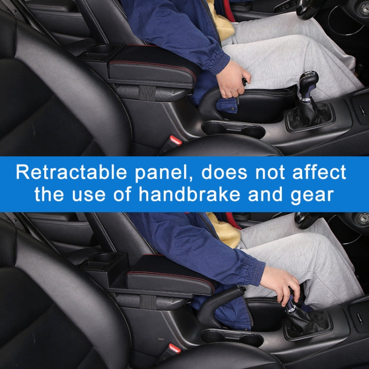 Car Multi-functional Dual USB Armrest Box Booster Pad, Carbon Fiber Leather Straight Type, Carbon Fiber Straight Type (Black White), Carbon Fiber Straight Type (Black), Carbon Fiber Straight Type (Black Red)