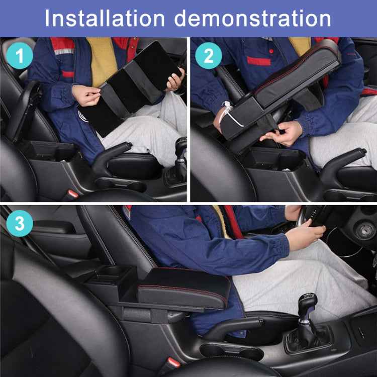 Car Multi-functional Dual USB Armrest Box Booster Pad, Carbon Fiber Leather Straight Type, Carbon Fiber Straight Type (Black White), Carbon Fiber Straight Type (Black), Carbon Fiber Straight Type (Black Red)